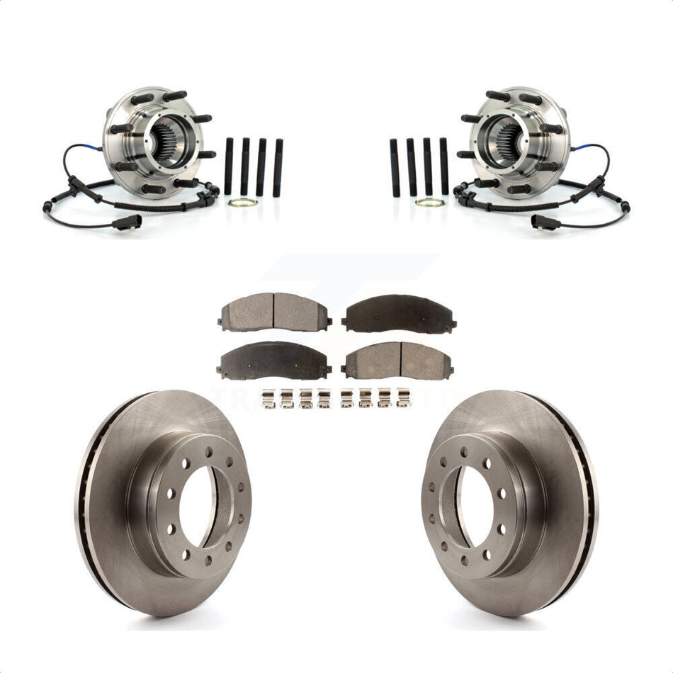 Front Hub Bearing Assembly With Disc Brake Rotors And Semi-Metallic Pads Kit For 2013 Ford F-250 Super Duty 4WD Wide Frame Vehicle KBB-105419