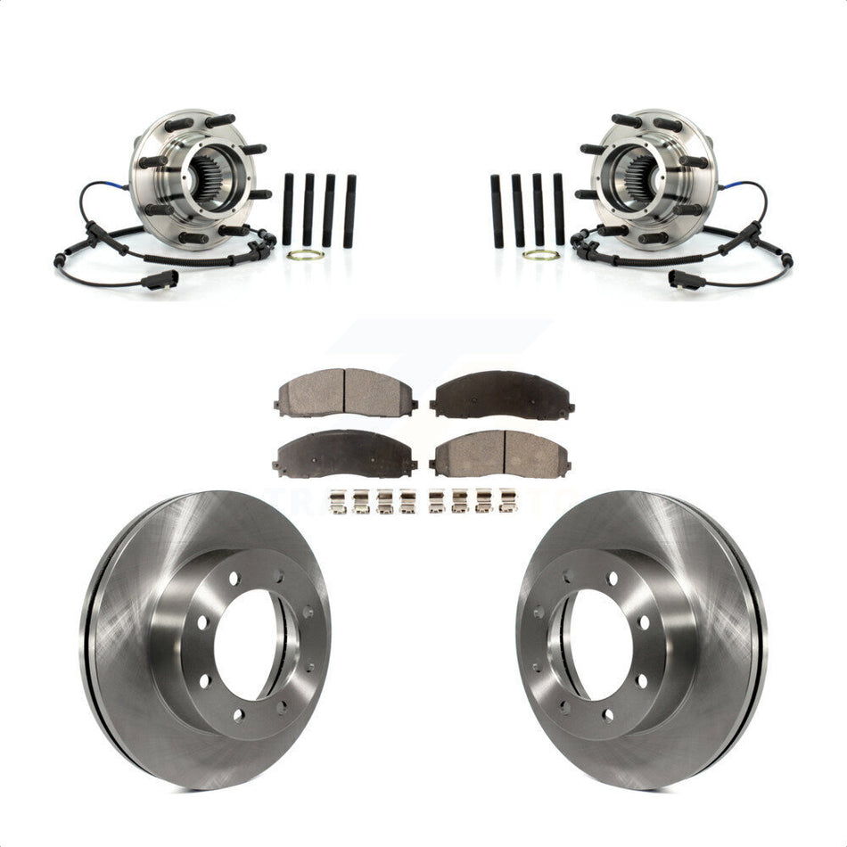 Front Hub Bearing Assembly With Disc Brake Rotors And Semi-Metallic Pads Kit For Ford F-250 Super Duty F-350 4WD KBB-105420