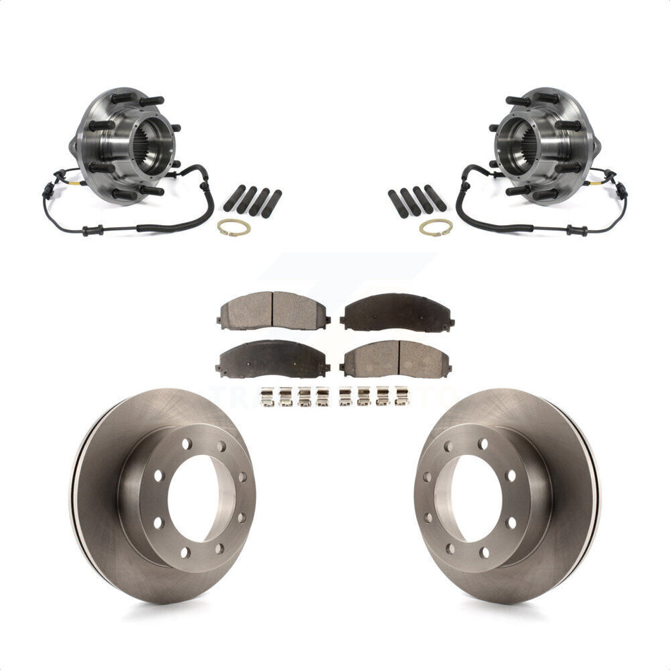 Front Hub Bearing Assembly With Disc Brake Rotors And Semi-Metallic Pads Kit For 2013 Ford F-350 Super Duty 4WD Dual Rear Wheels KBB-105423