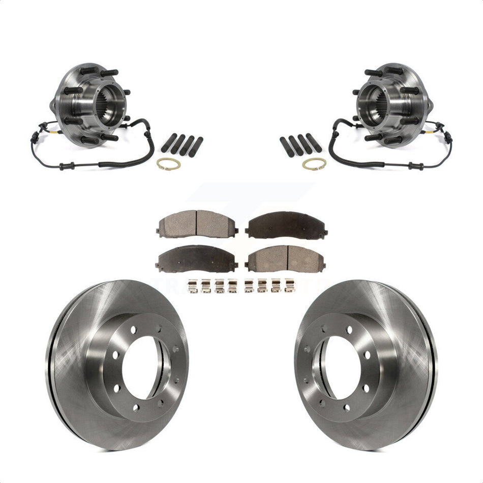 Front Hub Bearing Assembly With Disc Brake Rotors And Semi-Metallic Pads Kit For 2014 Ford F-350 Super Duty 4WD Dual Rear Wheels KBB-105424