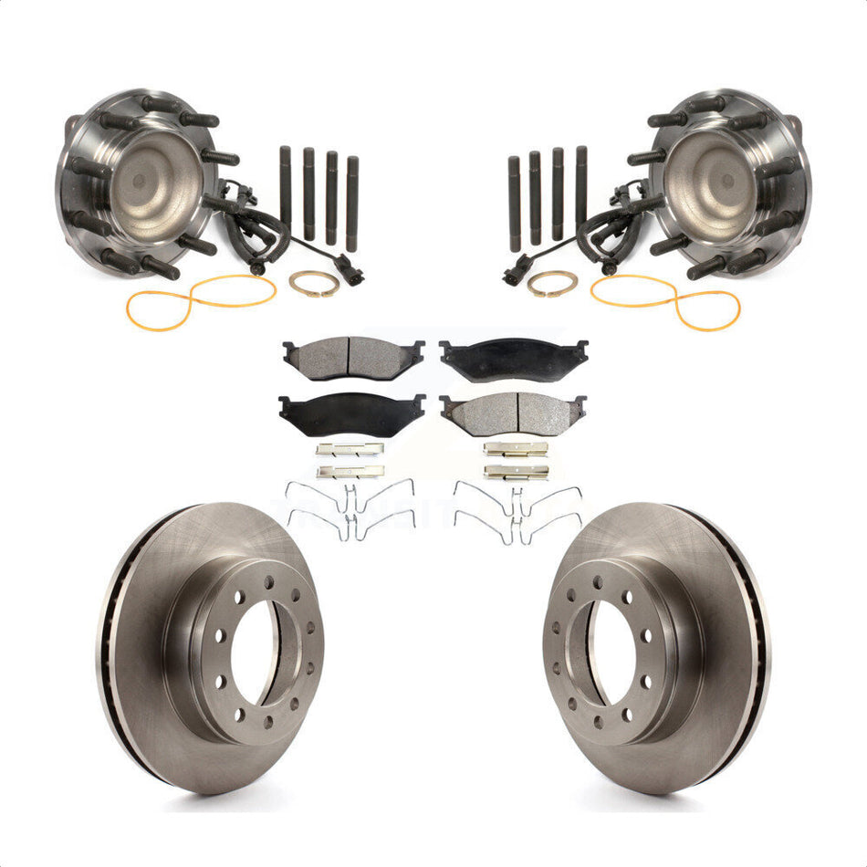 Front Hub Bearing Assembly With Disc Brake Rotors And Semi-Metallic Pads Kit For 2011-2016 Ford F-450 Super Duty F-550 4 X 2 KBB-105425