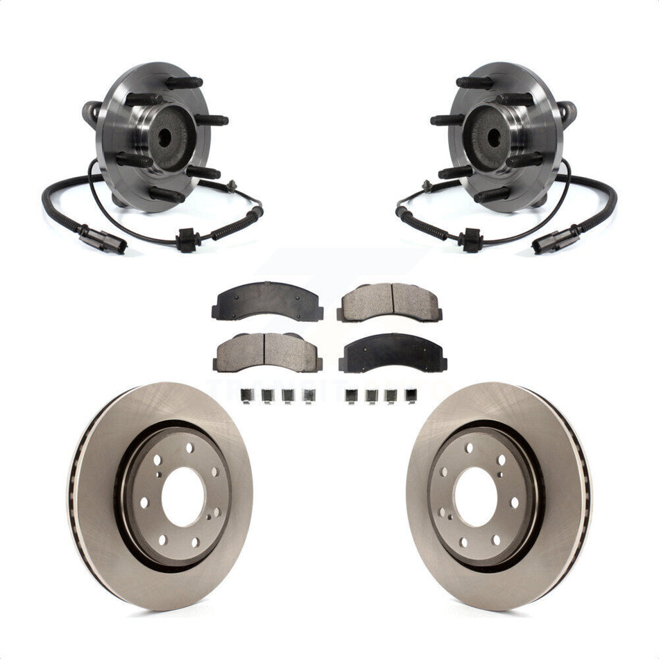 Front Hub Bearing Assembly With Disc Brake Rotors And Semi-Metallic Pads Kit For 2011-2014 Ford F-150 RWD 7 Lug Wheels KBB-105430