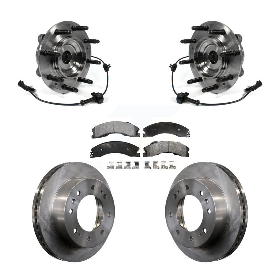 Front Hub Bearing Assembly With Disc Brake Rotors And Semi-Metallic Pads Kit For Chevrolet Silverado 2500 HD GMC Sierra 3500 4WD KBB-105431