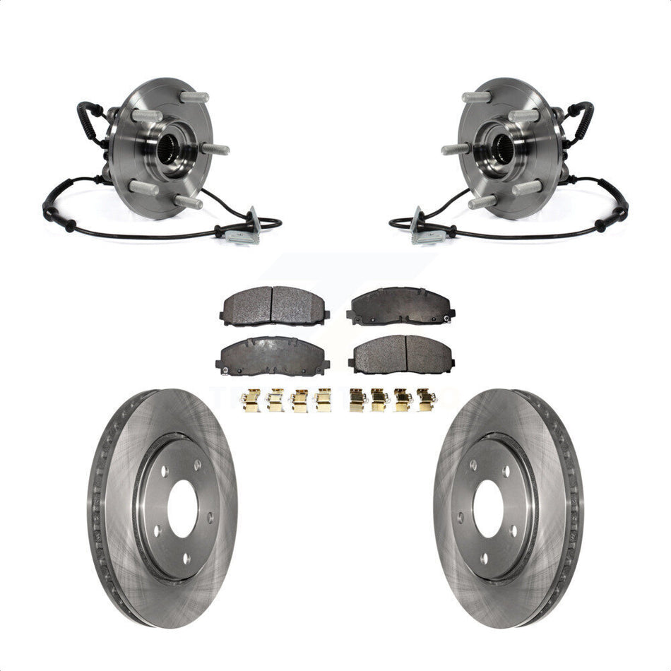 Front Hub Bearing Assembly With Disc Brake Rotors And Semi-Metallic Pads Kit For 2017-2018 Dodge Grand Caravan Single Piston Caliper KBB-105434