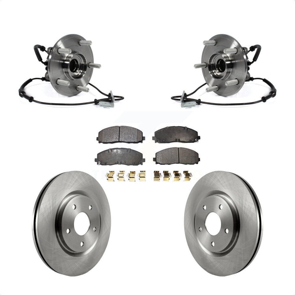 Front Hub Bearing Assembly With Disc Brake Rotors And Semi-Metallic Pads Kit For Dodge Grand Caravan Chrysler Town & Country Ram C/V Volkswagen Routan KBB-105436