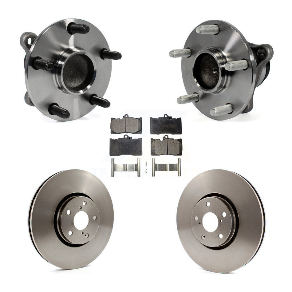 Front Hub Bearing Assembly With Disc Brake Rotors And Semi-Metallic Pads Kit (5Pc) For Lexus IS350 GS350 GS430 GS450h GS460 KBB-105451