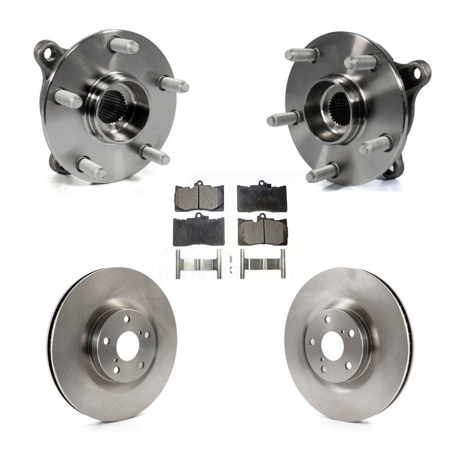 Front Hub Bearing Assembly With Disc Brake Rotors And Semi-Metallic Pads Kit (5Pc) For Lexus GS350 IS300 IS350 RC350 RC300 KBB-105459