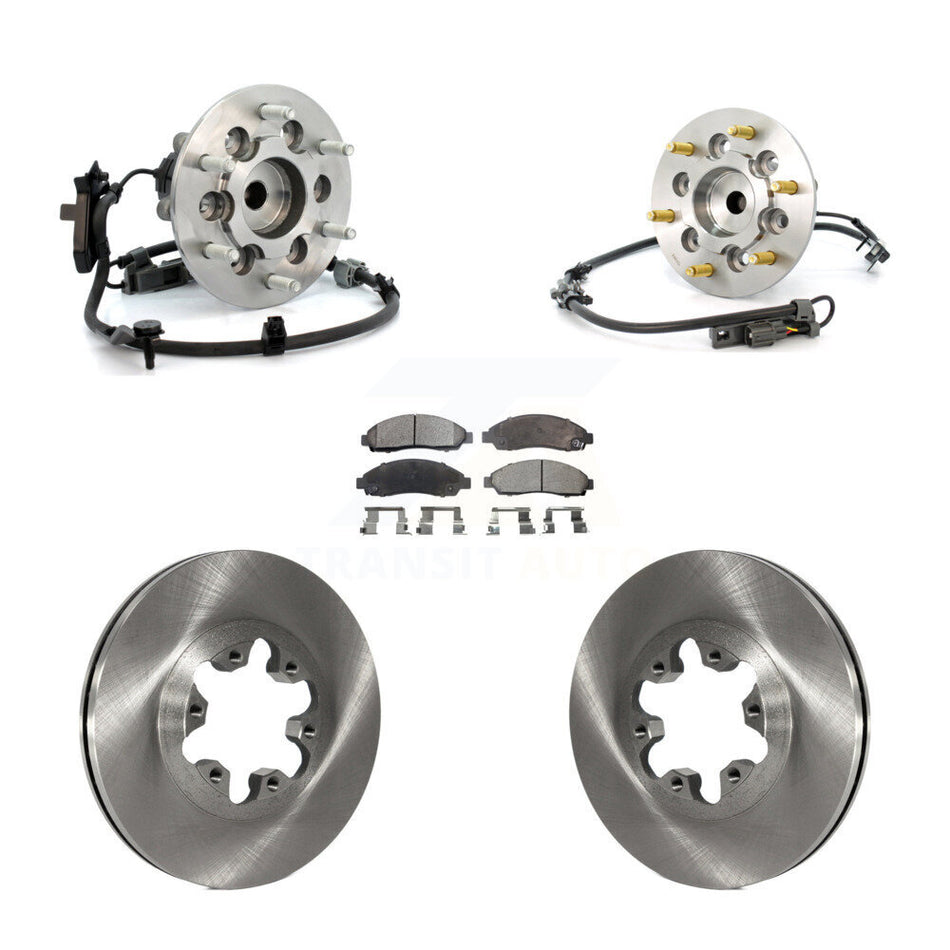 Front Hub Bearing Assembly With Disc Brake Rotors And Semi-Metallic Pads Kit For Chevrolet Colorado GMC Canyon Isuzu i-290 i-280 Sport Chassis Package (ZQ8) KBB-105471