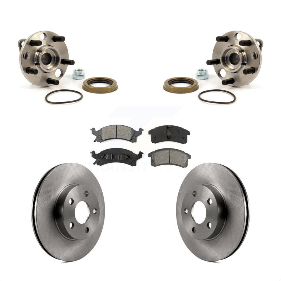 Front Hub Bearing Brake Rotor And Pad Kit For Chevrolet Cavalier Pontiac Sunfire Grand Am KBB-105495