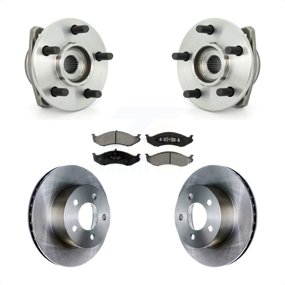 Front Hub Bearing Assembly With Disc Brake Rotors And Semi-Metallic Pads Kit For Jeep Wrangler Grand Cherokee Comanche Wagoneer TJ KBB-105502