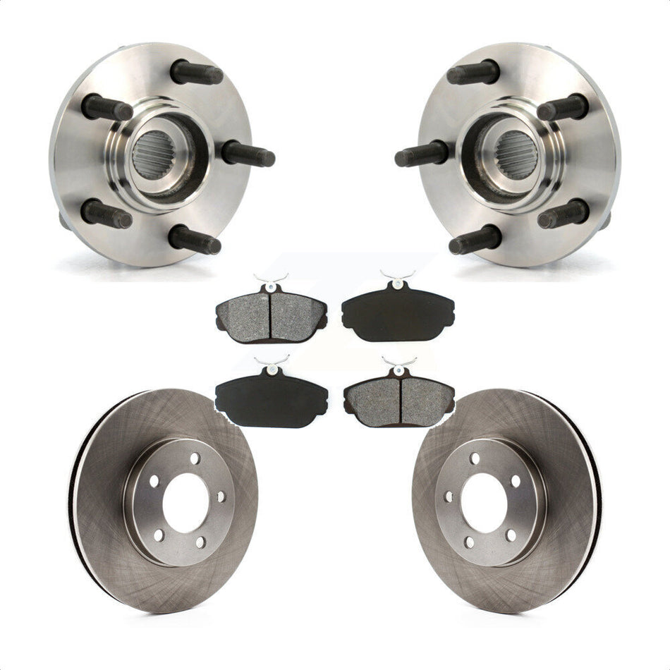 Front Hub Bearing Assembly With Disc Brake Rotors And Semi-Metallic Pads Kit For Ford Taurus Mercury Sable KBB-105511