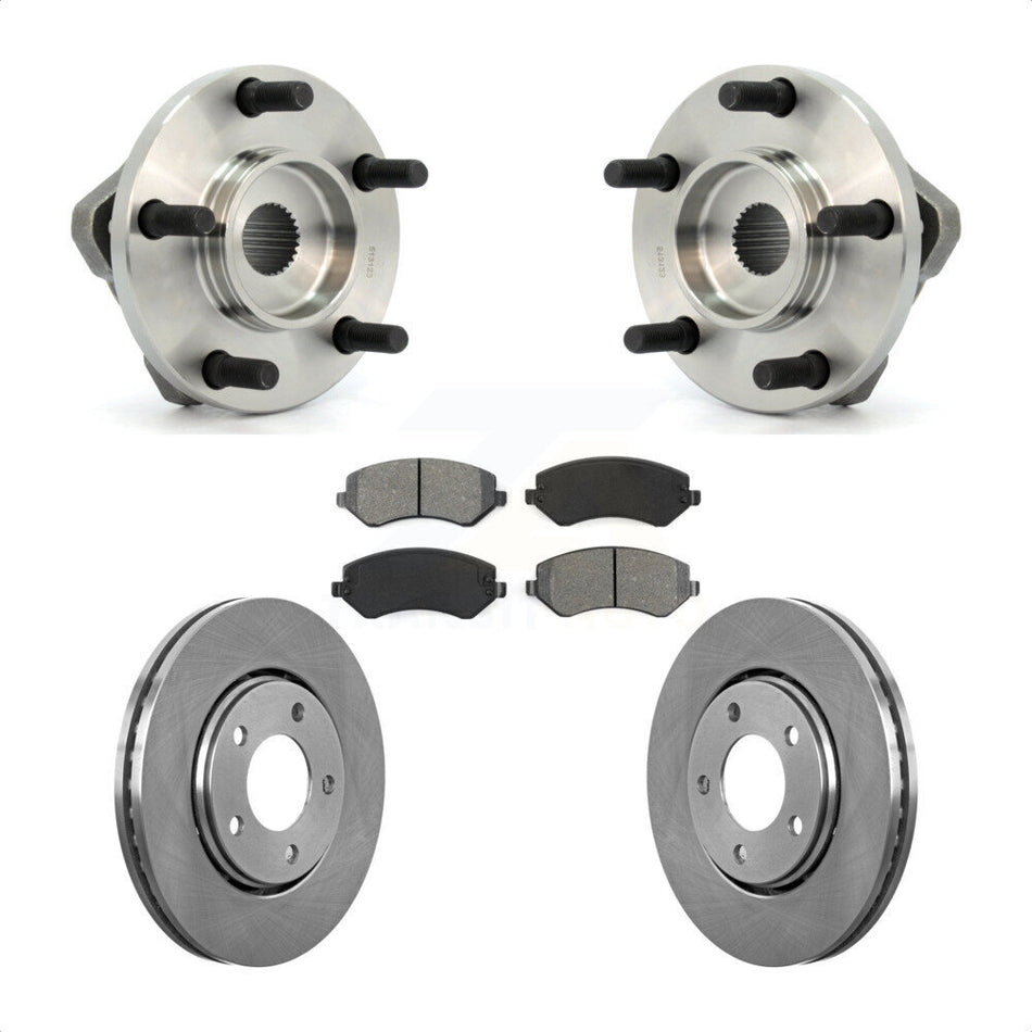 Front Hub Bearing Assembly With Disc Brake Rotors And Semi-Metallic Pads Kit For Dodge Chrysler Town & Country Grand Caravan Voyager KBB-105536