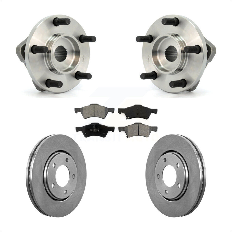 Front Hub Bearing Assembly With Disc Brake Rotors And Semi-Metallic Pads Kit For Dodge Caravan Chrysler Voyager KBB-105537
