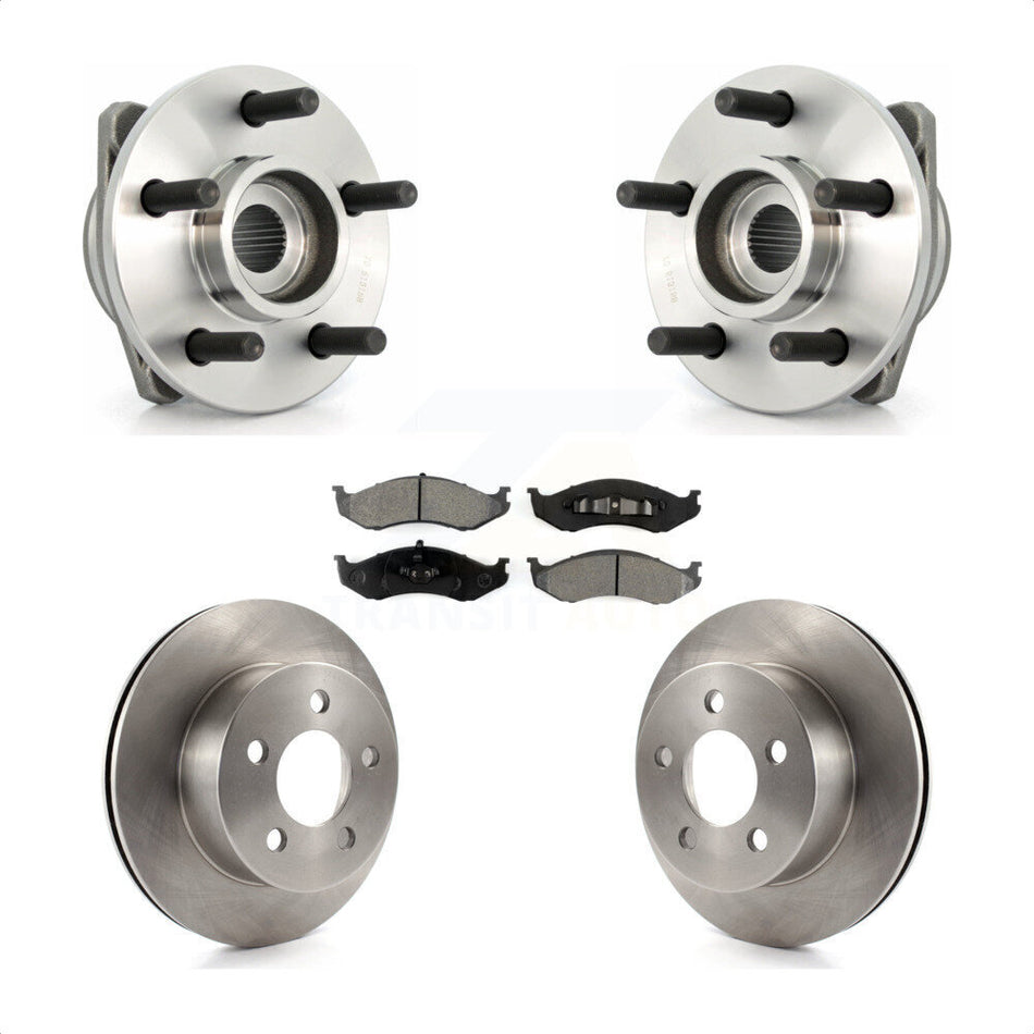 Front Hub Bearing Assembly With Disc Brake Rotors And Semi-Metallic Pads Kit For Jeep Wrangler Cherokee TJ KBB-105553