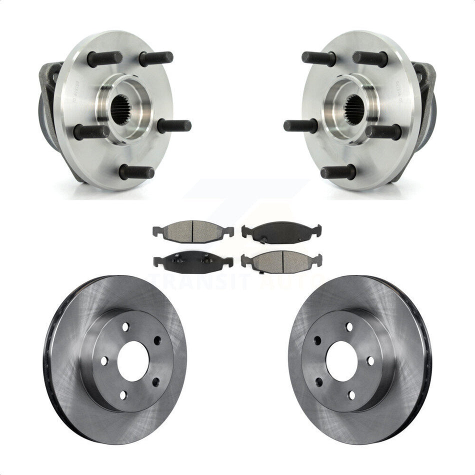 Front Hub Bearing Assembly With Disc Brake Rotors And Semi-Metallic Pads Kit For 1999-2002 Jeep Grand Cherokee Teves & ATE Caliper KBB-105554