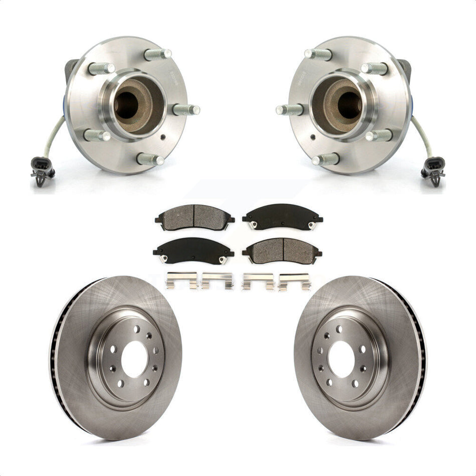 Front Hub Bearing Assembly With Disc Brake Rotors And Semi-Metallic Pads Kit For 2006-2007 Cadillac CTS Base Sport Suspension 323mm Diameter Rotor KBB-105575