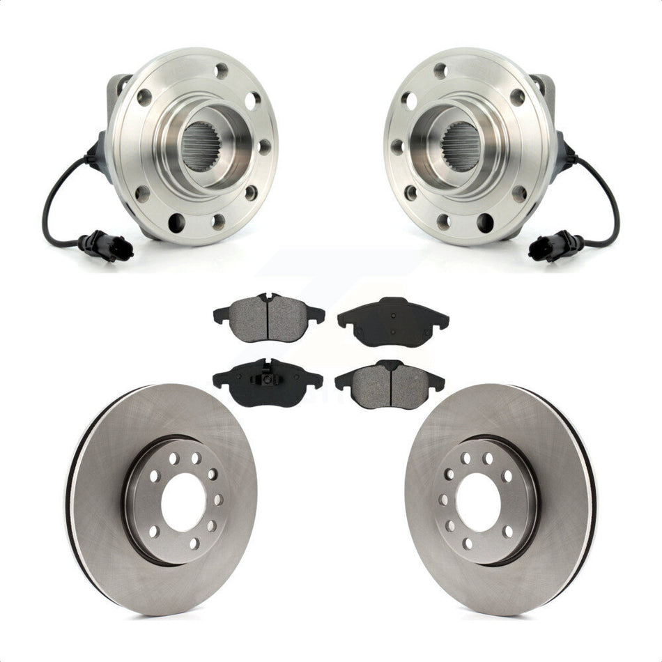 Front Hub Bearing Assembly With Disc Brake Rotors And Semi-Metallic Pads Kit For Saab 9-3 285mm Diameter Rotor KBB-105584