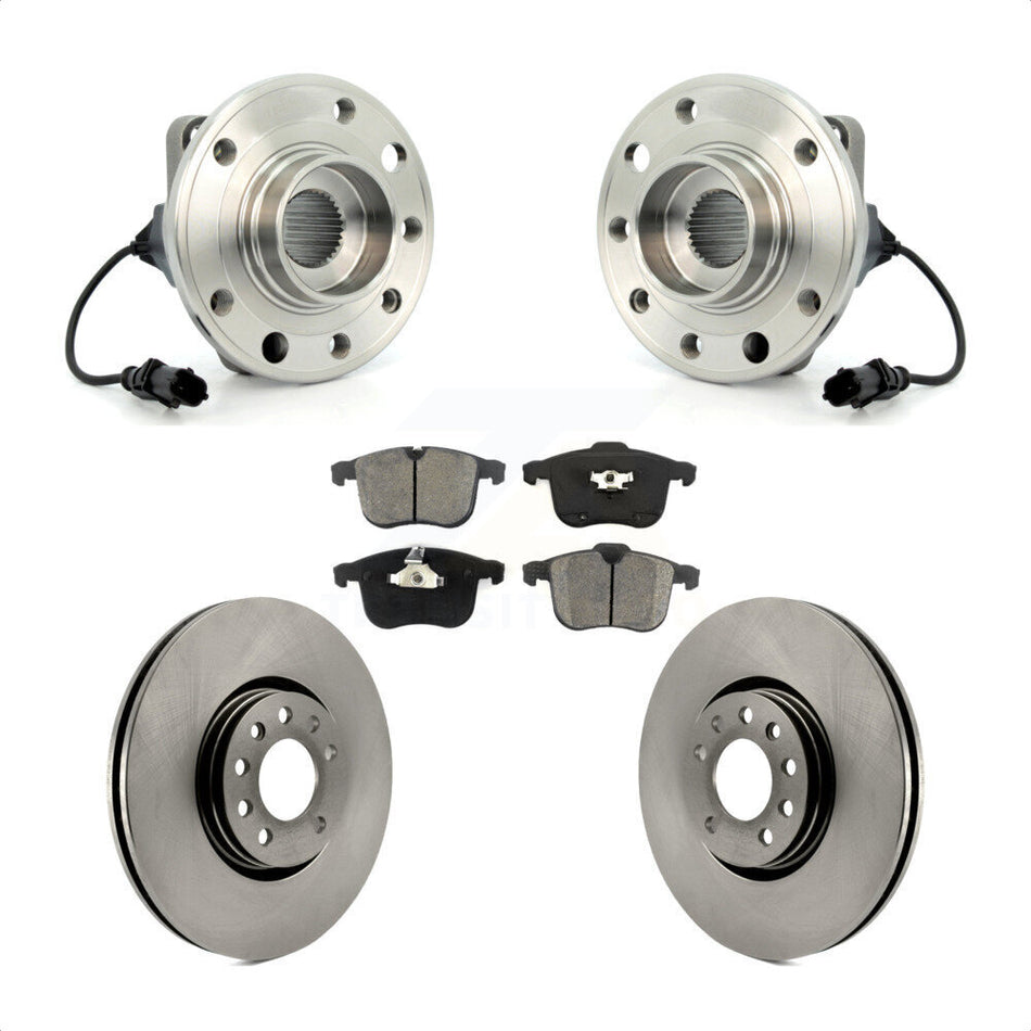 Front Hub Bearing Assembly With Disc Brake Rotors And Semi-Metallic Pads Kit For Saab 9-3 314mm Diameter Rotor KBB-105585
