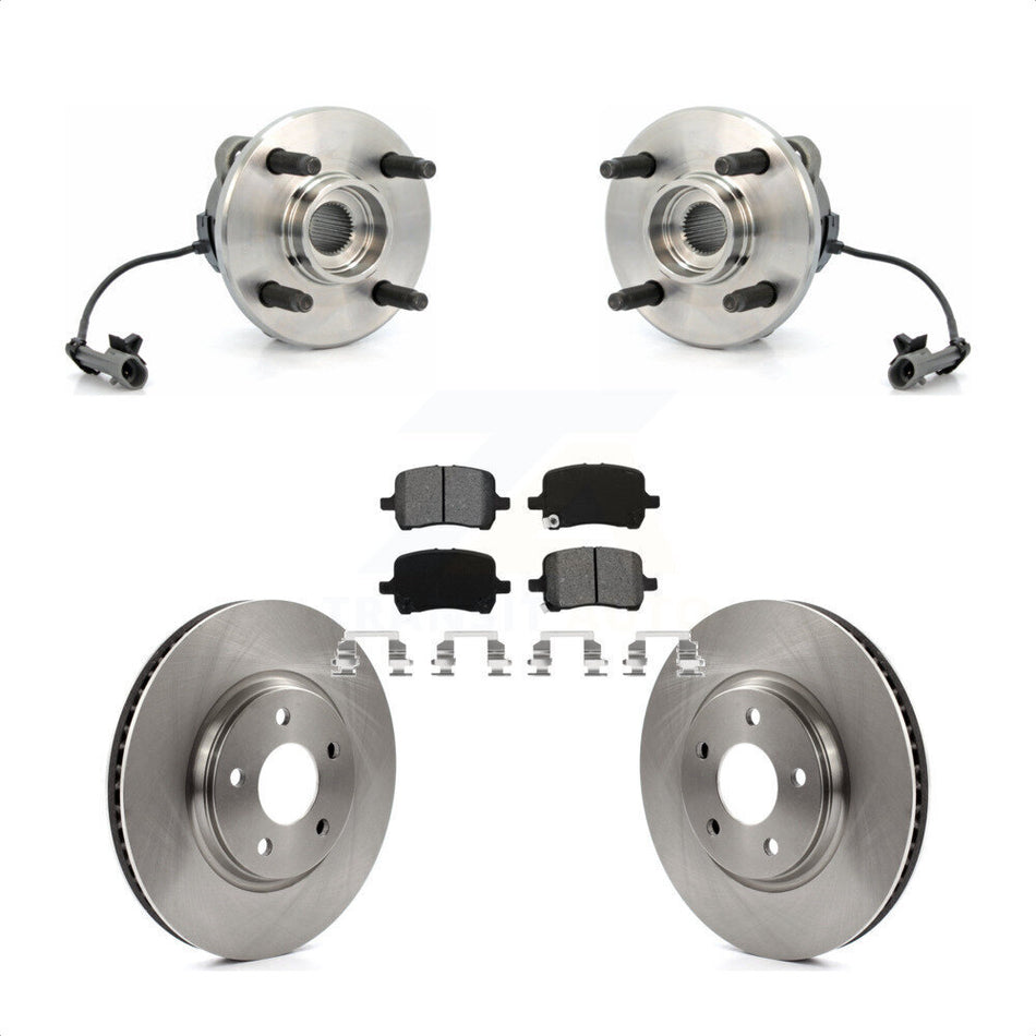 Front Hub Bearing Assembly With Disc Brake Rotors And Semi-Metallic Pads Kit For 2004-2007 Saturn Ion Supercharged with 4-Wheel ABS 4 Lug Wheels KBB-105600