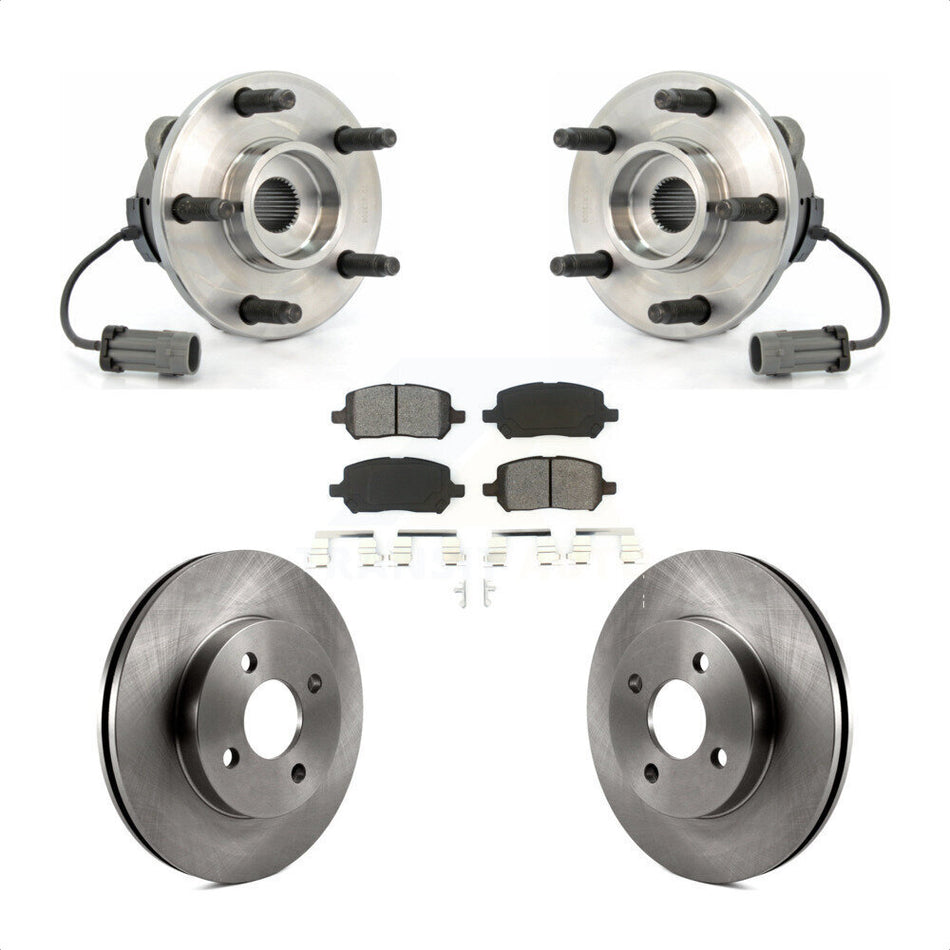 Front Hub Bearing Assembly With Disc Brake Rotors And Semi-Metallic Pads Kit For Saturn Ion Pontiac Pursuit 5 Lug Wheels KBB-105605