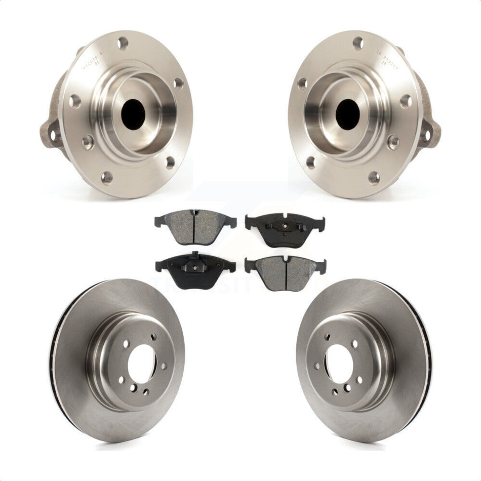 Front Hub Bearing Assembly With Disc Brake Rotors And Semi-Metallic Pads Kit For BMW 650i 535i 550i 645Ci 545i KBB-105612