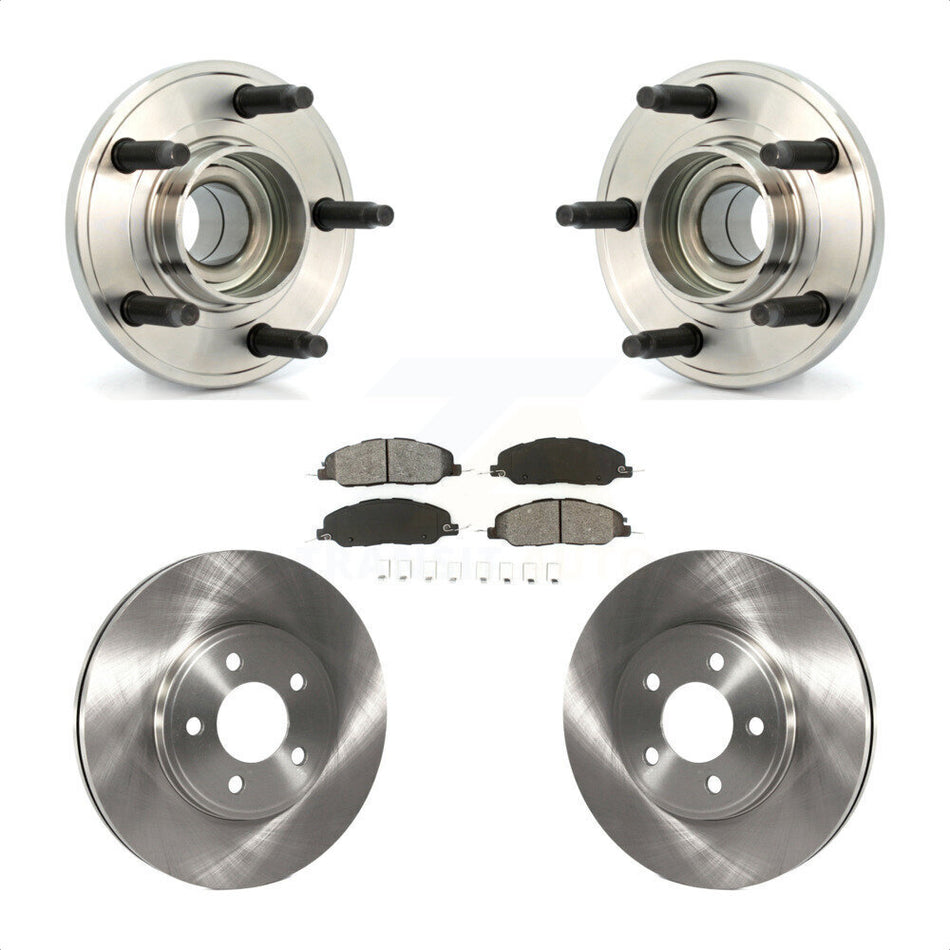 Front Hub Bearing Assembly With Disc Brake Rotors And Semi-Metallic Pads Kit For 2009 Ford Mustang Bullitt with 4-Wheel ABS KBB-105635