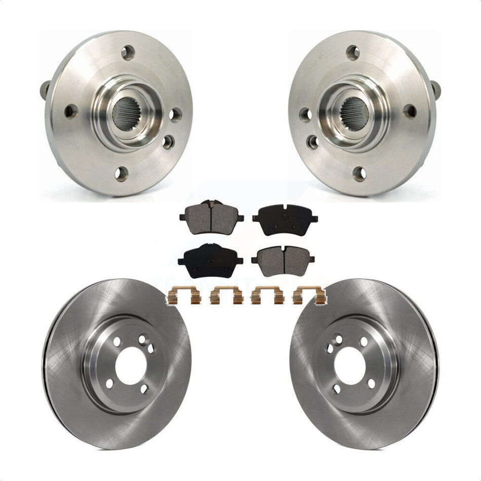 Front Hub Bearing Assembly With Disc Brake Rotors And Semi-Metallic Pads Kit For 2002-2006 Mini Cooper 294mm Diameter Rotor 4 Lug Wheels KBB-105648