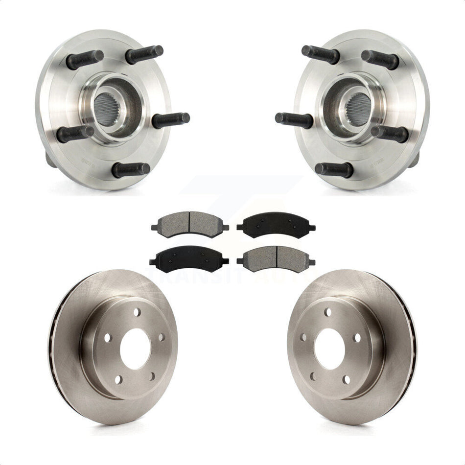 Front Hub Bearing Assembly With Disc Brake Rotors And Semi-Metallic Pads Kit For Dodge Dakota Mitsubishi Raider 2-Wheel ABS KBB-105649