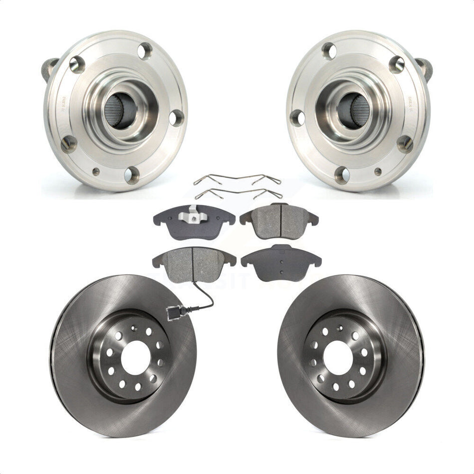 Front Hub Bearing Assembly With Disc Brake Rotors And Semi-Metallic Pads Kit For Volkswagen Passat Tiguan Audi Q3 Quattro Limited KBB-105666