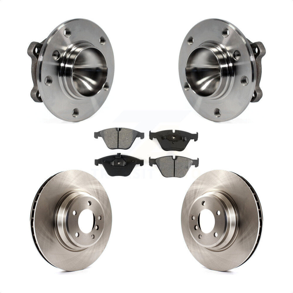 Front Hub Bearing Assembly With Disc Brake Rotors And Semi-Metallic Pads Kit For BMW 335i 335d 335is KBB-105676