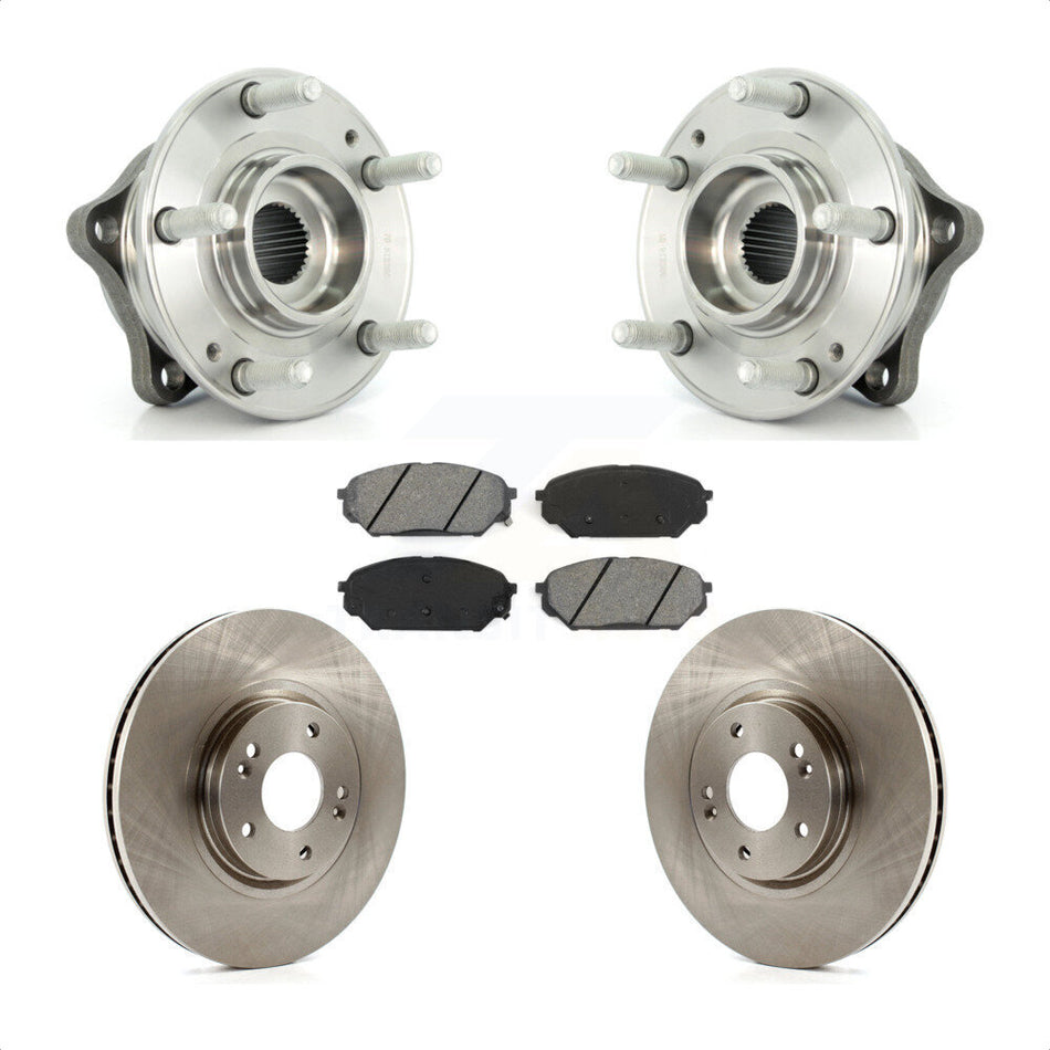 Front Hub Bearing Assembly With Disc Brake Rotors And Semi-Metallic Pads Kit For 2007-2012 Hyundai Veracruz ABS Brakes KBB-105699
