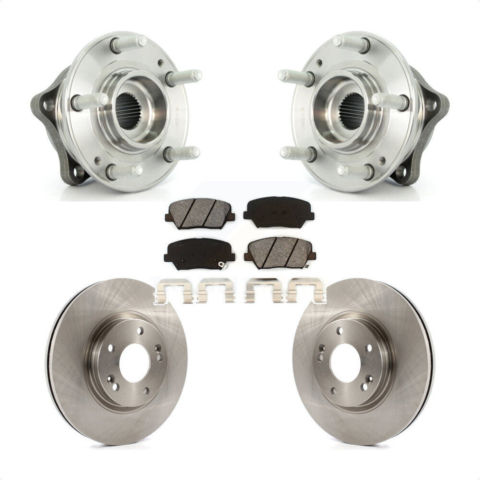 Front Hub Bearing Assembly With Disc Brake Rotors And Semi-Metallic Pads Kit For Kia Sorento Hyundai Santa Fe ABS Brakes KBB-105700