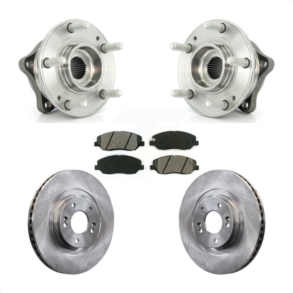 Front Hub Bearing Assembly With Disc Brake Rotors And Semi-Metallic Pads Kit For 2013-2014 Hyundai Santa Fe 3.3L ABS Brakes KBB-105701