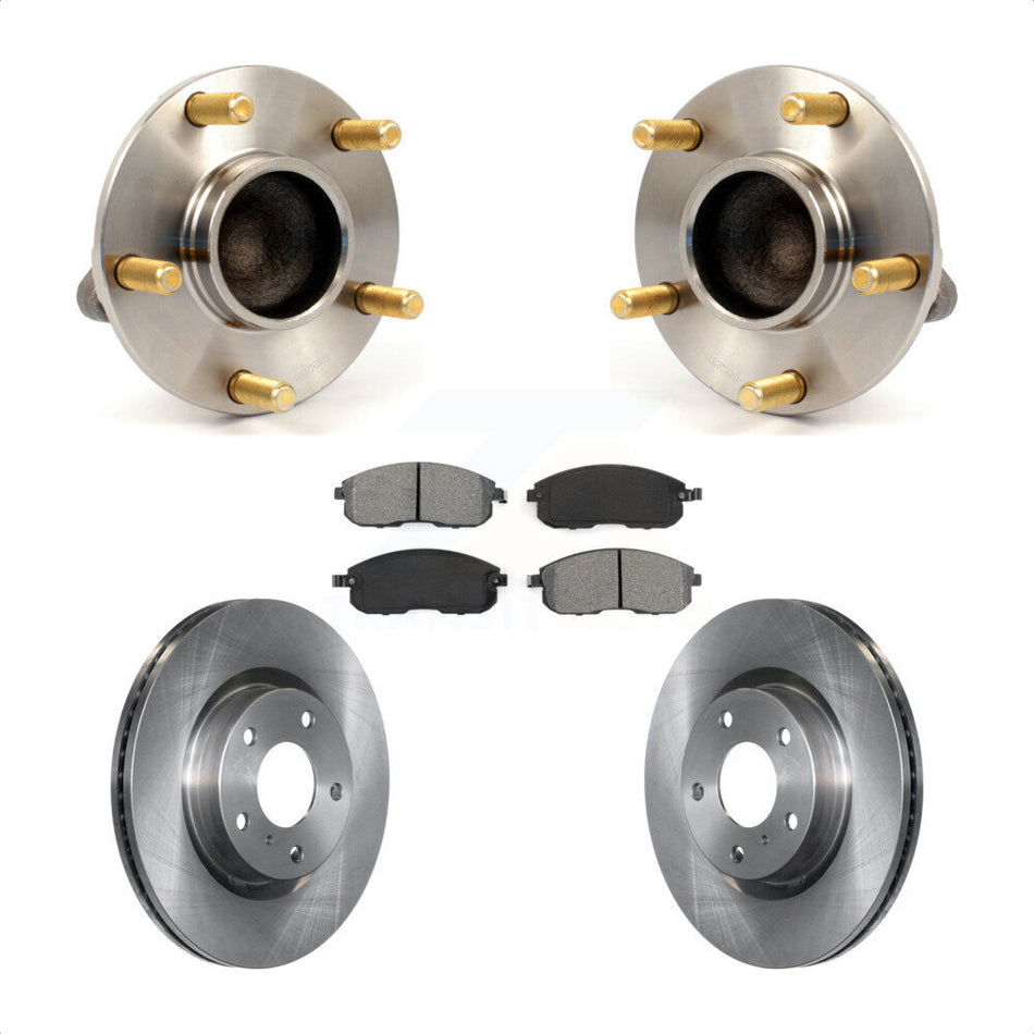 Front Hub Bearing Assembly With Disc Brake Rotors And Semi-Metallic Pads Kit For Infiniti G35 Nissan 350Z INFINITI Without Brembo Brakes KBB-105705
