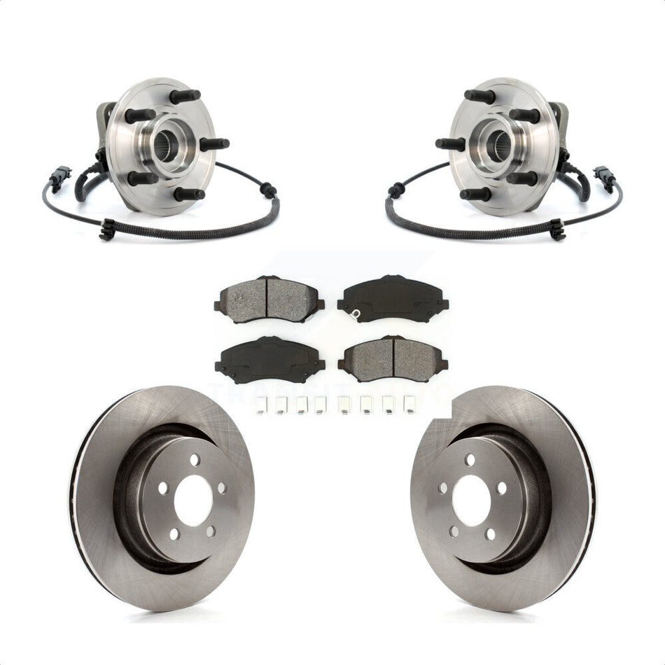 Front Hub Bearing Assembly With Disc Brake Rotors And Semi-Metallic Pads Kit For Jeep Liberty Dodge Nitro 332mm Diameter Rotor KBB-105709