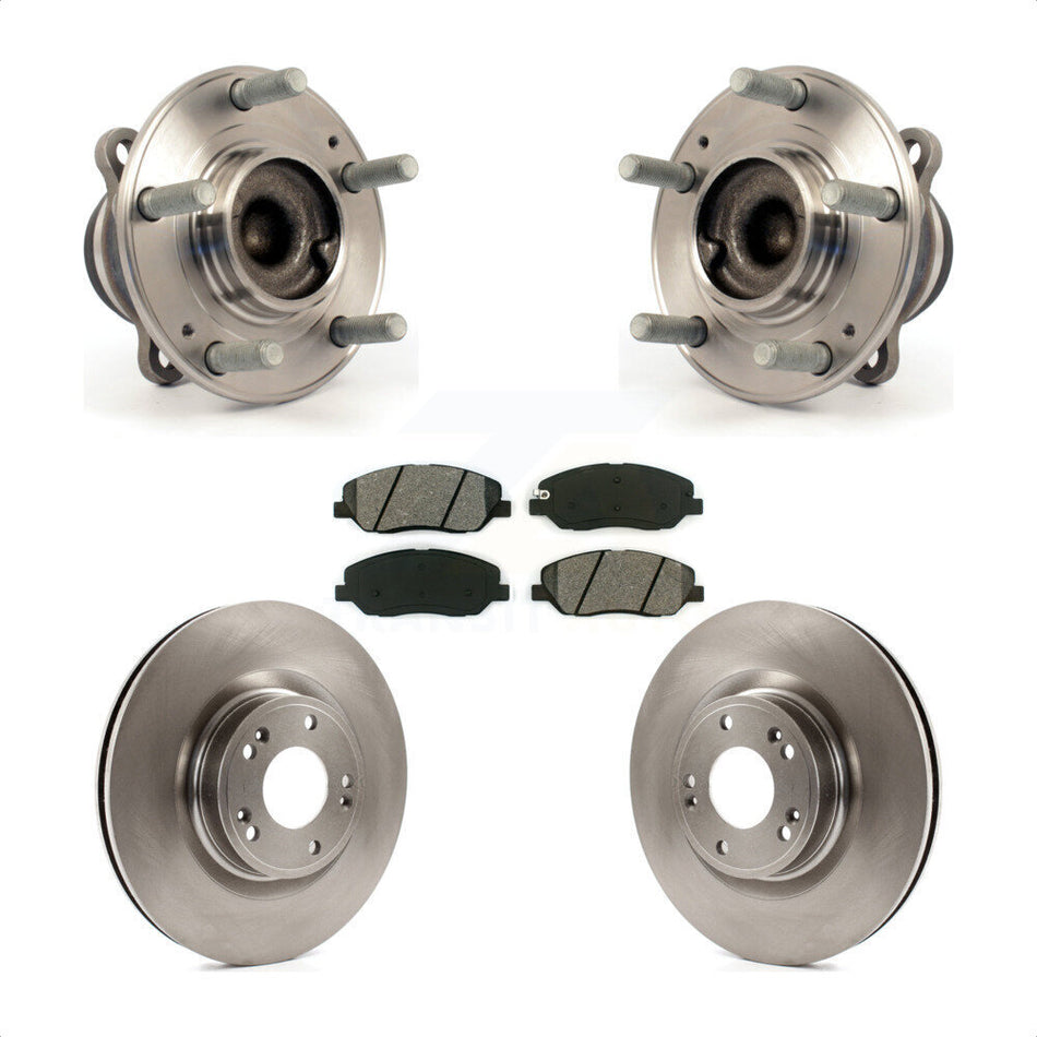 Front Hub Bearing Assembly With Disc Brake Rotors And Semi-Metallic Pads Kit For 2009-2011 Hyundai Genesis 3.8L KBB-105724