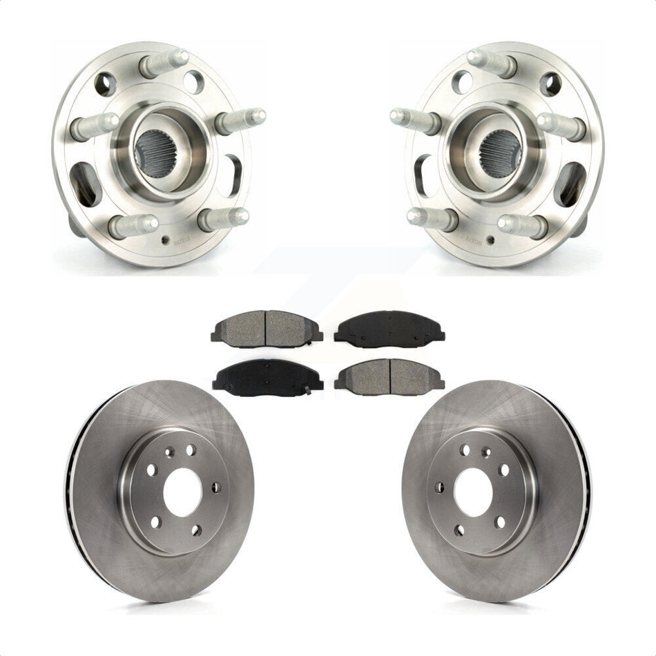 Front Hub Bearing Assembly With Disc Brake Rotors And Semi-Metallic Pads Kit For Cadillac CTS Without Heavy Duty Brakes KBB-105742