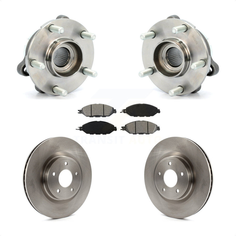 Front Hub Bearing Assembly With Disc Brake Rotors And Semi-Metallic Pads Kit For Nissan Pathfinder Murano INFINITI QX60 JX35 KBB-105757