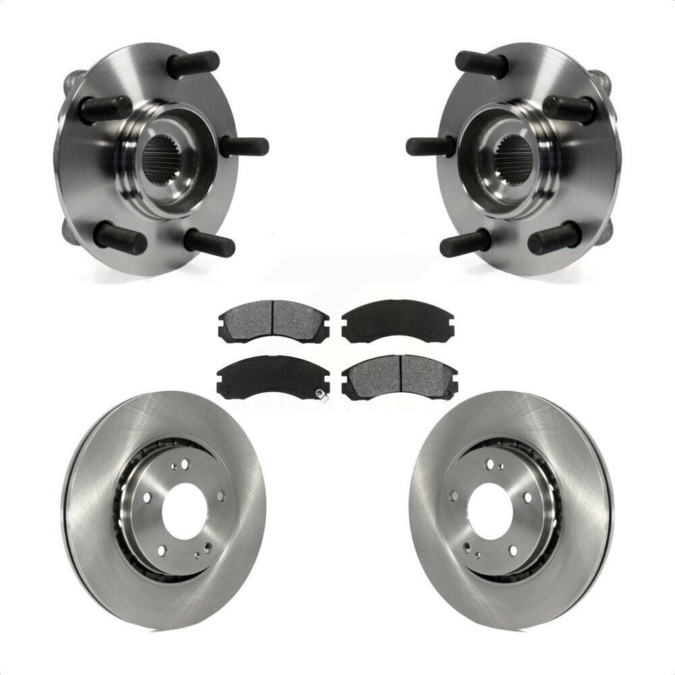 Front Hub Bearing Assembly With Disc Brake Rotors And Semi-Metallic Pads Kit For 2010-2011 Mitsubishi Lancer Ralliart Sportback with AWD KBB-105765