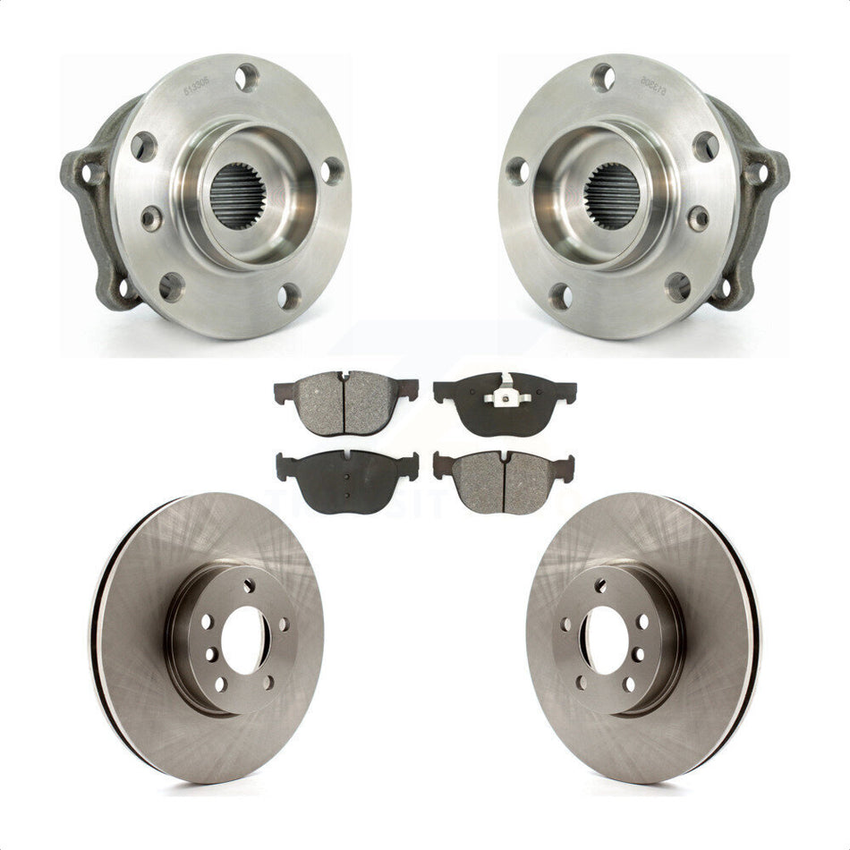 Front Hub Bearing Assembly With Disc Brake Rotors And Semi-Metallic Pads Kit For BMW X5 X6 KBB-105770