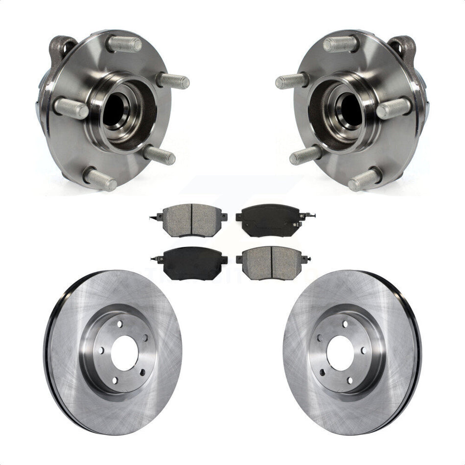 Front Hub Bearing Assembly With Disc Brake Rotors And Semi-Metallic Pads Kit For INFINITI FX35 RWD KBB-105801