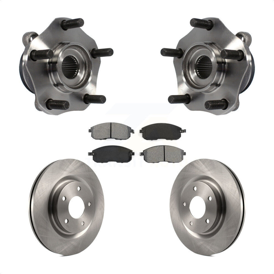 Front Hub Bearing Assembly With Disc Brake Rotors And Semi-Metallic Pads Kit For 2017-2019 Nissan Sentra Turbocharged KBB-105838