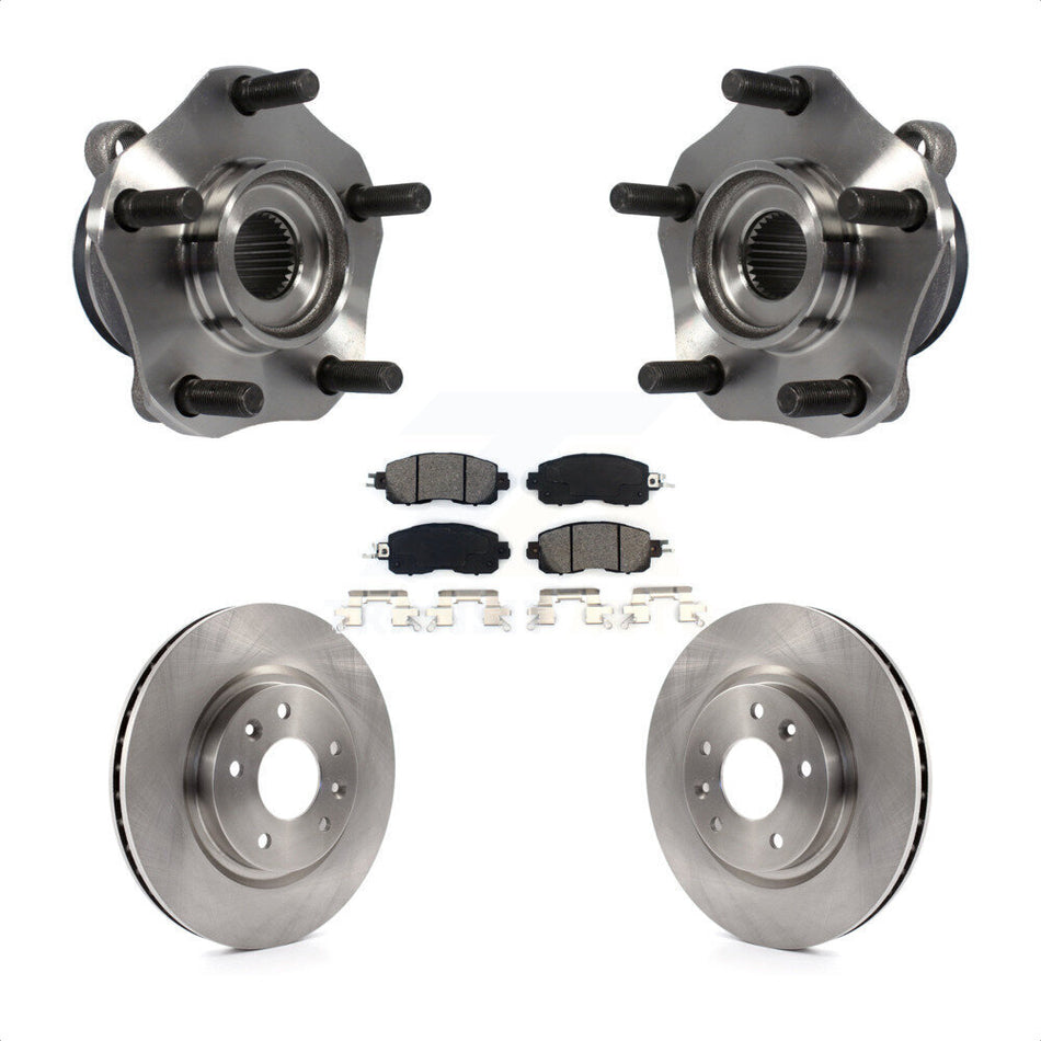 Front Hub Bearing Assembly With Disc Brake Rotors And Semi-Metallic Pads Kit For Nissan LEAF KBB-105842