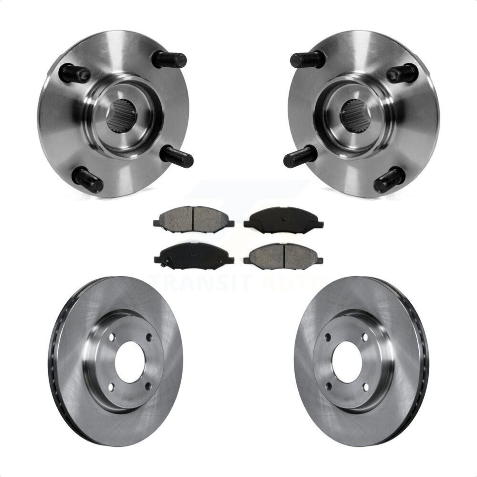 Front Hub Bearing Assembly With Disc Brake Rotors And Semi-Metallic Pads Kit For 2008 Nissan Versa 4-Wheel ABS KBB-105844