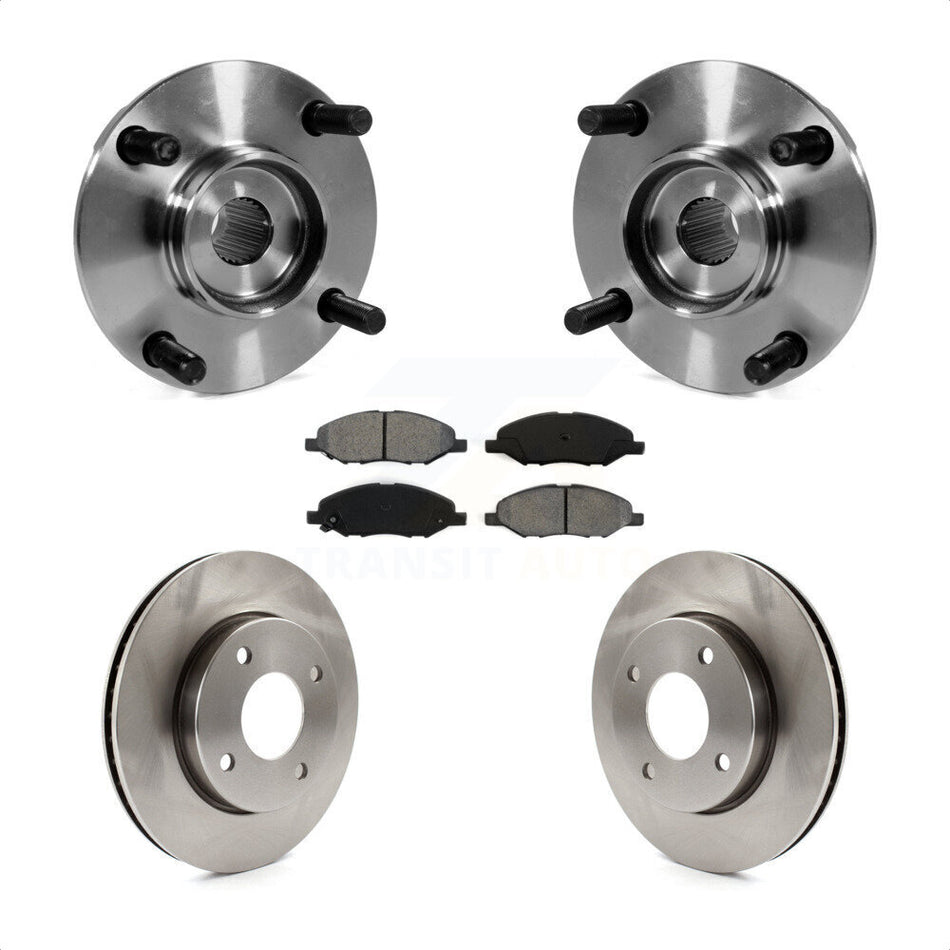 Front Hub Bearing Assembly With Disc Brake Rotors And Semi-Metallic Pads Kit For 2009-2011 Nissan Versa 1.6L with 4-Wheel ABS KBB-105846