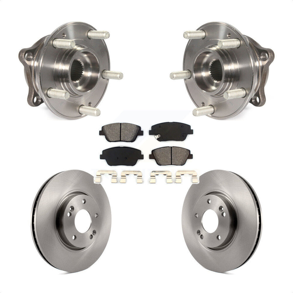 Front Hub Bearing Assembly With Disc Brake Rotors And Semi-Metallic Pads Kit For 2015 Hyundai Sonata FULL HYBRID EV-GAS (FHEV) engine KBB-105847