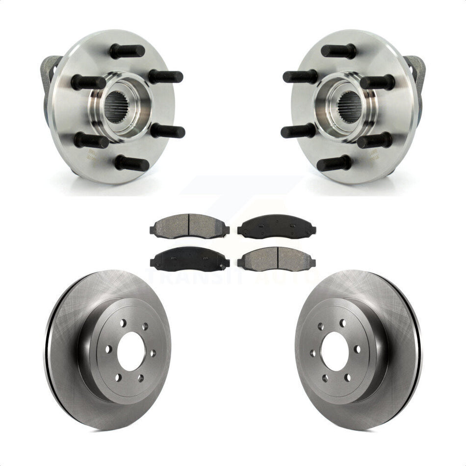 Front Hub Bearing Assembly With Disc Brake Rotors And Semi-Metallic Pads Kit For 2003-2004 Dodge Dakota 4WD with 2-Wheel ABS KBB-105865