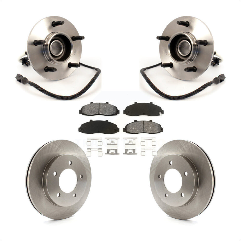 Front Hub Bearing Assembly With Disc Brake Rotors And Semi-Metallic Pads Kit For Ford F-150 4WD with 4-Wheel ABS KBB-105866