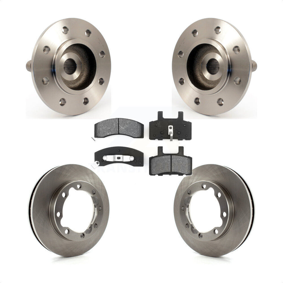 Front Hub Bearing Assembly With Disc Brake Rotors And Semi-Metallic Pads Kit For 1999 Dodge Ram 2500 4WD with 2-Wheel ABS 4 Hole Rectangular Flange KBB-105868