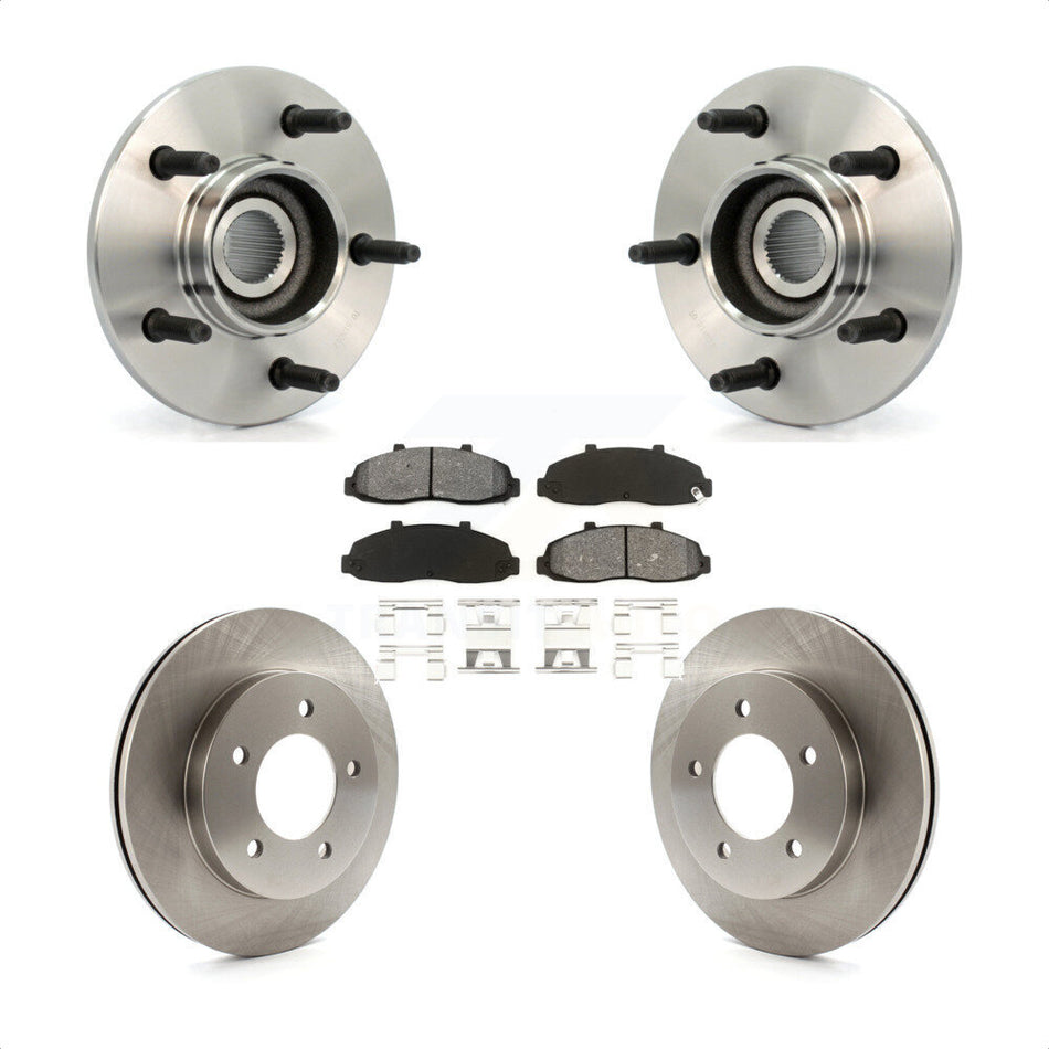 Front Hub Bearing Assembly With Disc Brake Rotors And Semi-Metallic Pads Kit For Ford F-150 4WD with 2-Wheel ABS KBB-105870